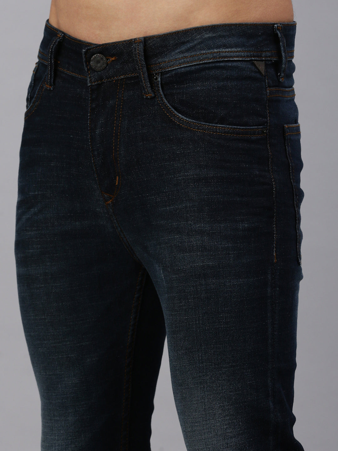 Vintage Dark Blue Straight Stretchable Jeans