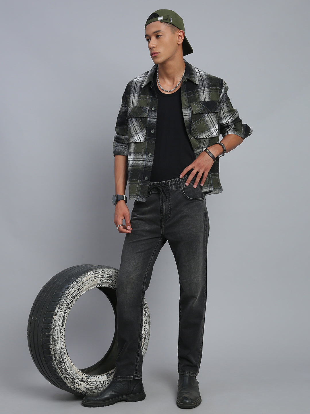 Charcoal Black Relax Fit Stretchable Jeans