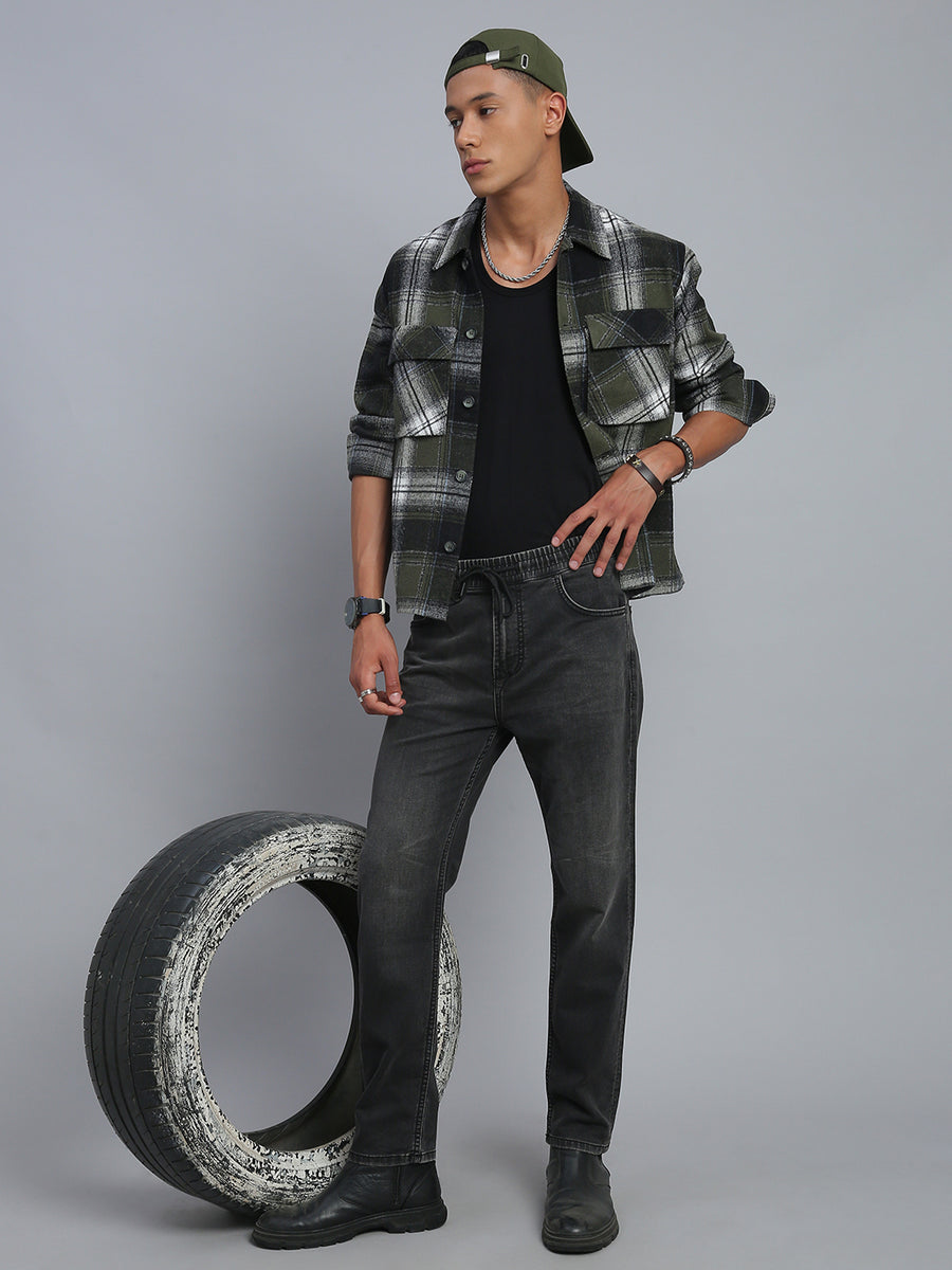 Charcoal Black Relax Fit Stretchable Jeans