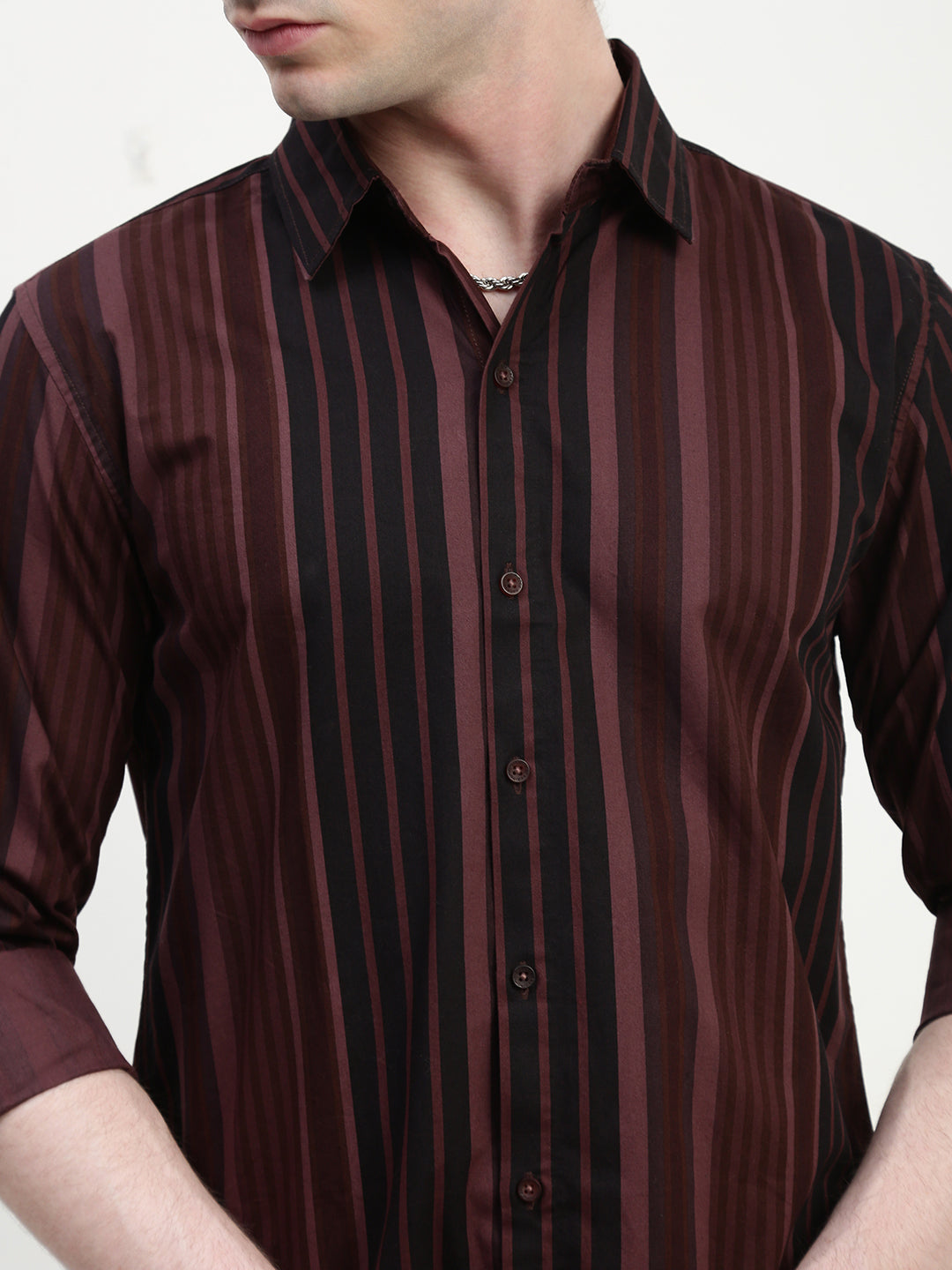 Stripe Full Sleeve Slim Fit Shirt Without Pocket