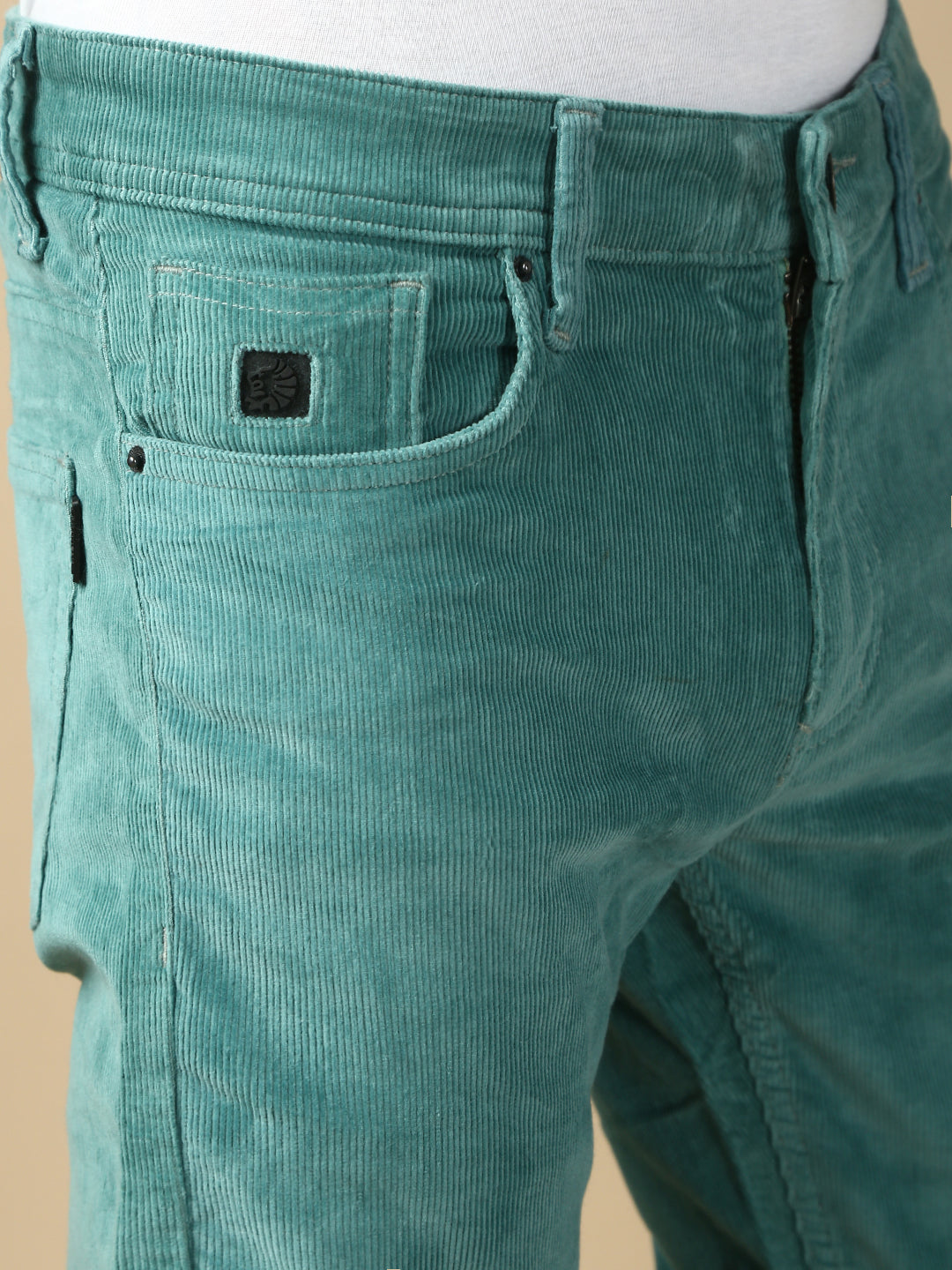 Water Green Corduray Baggt Fit Stretchable Jeans