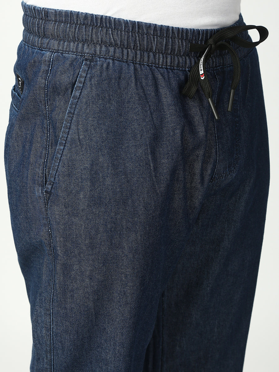 Blue Relax Fit Cross Pocket Cotton Pant