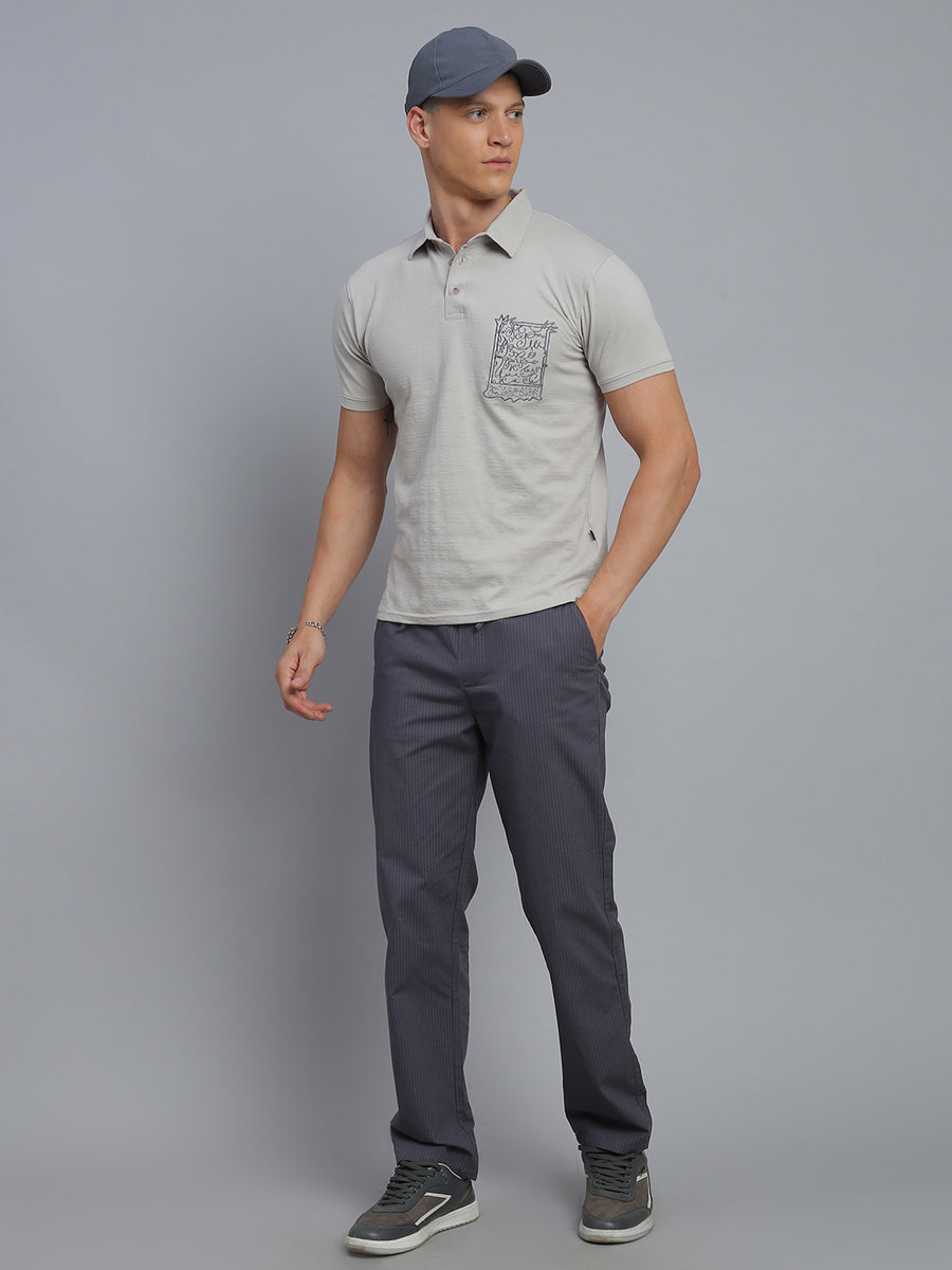 Grey Polo Cotton T-Shirt
