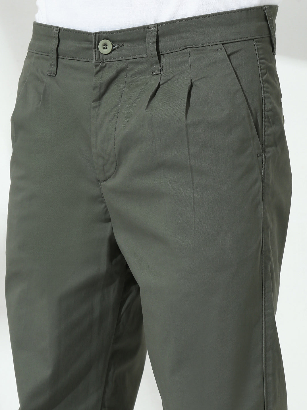 Front Pleated Dark Grey Slim Fit Pant