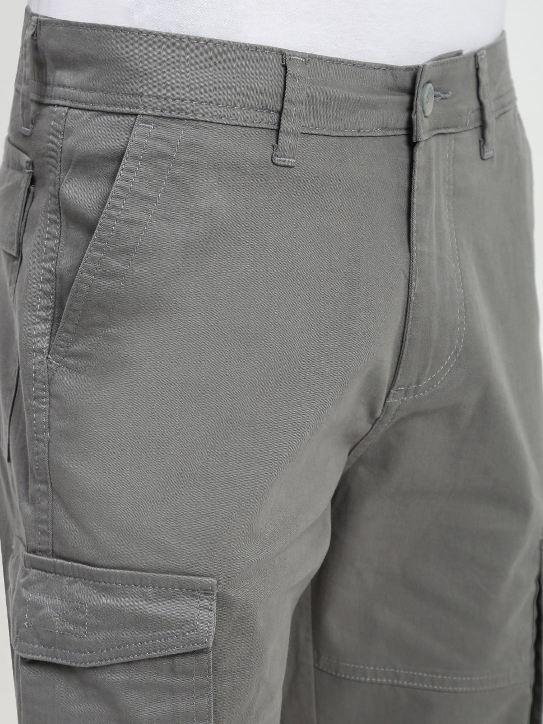 Grey 7 Pocket Regular Fit Cargo Paint