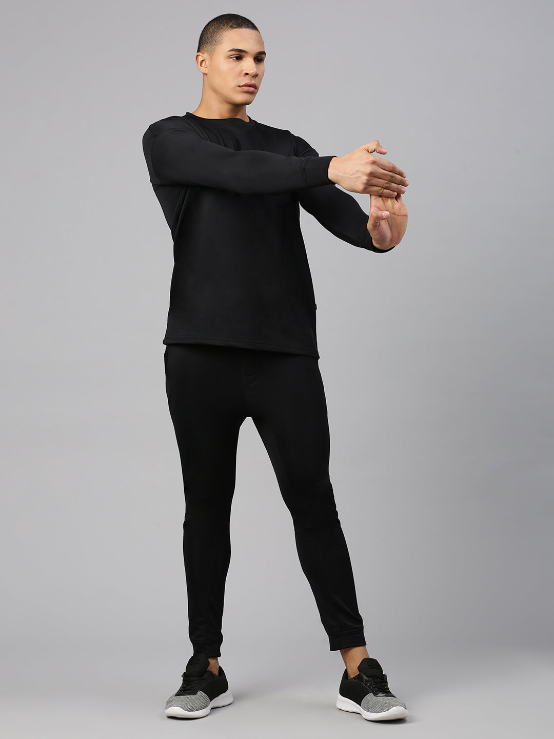 Black Cotton Polyster Looper Men's Lower