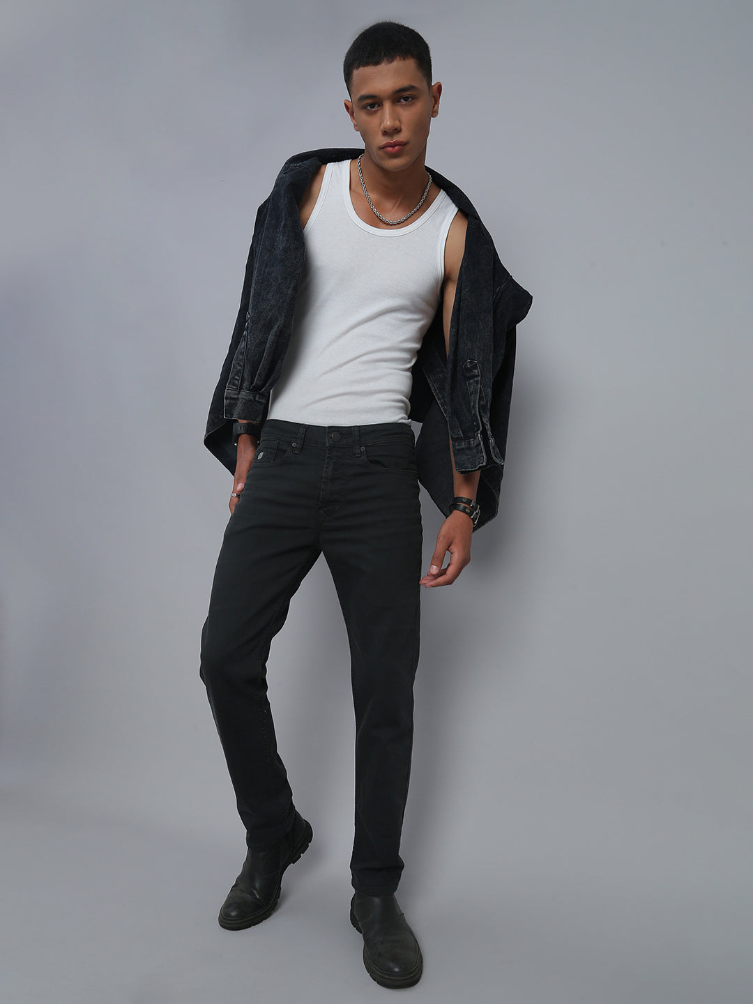 Charcoal Grey Comfort Slim Fit Stretchable Jeans