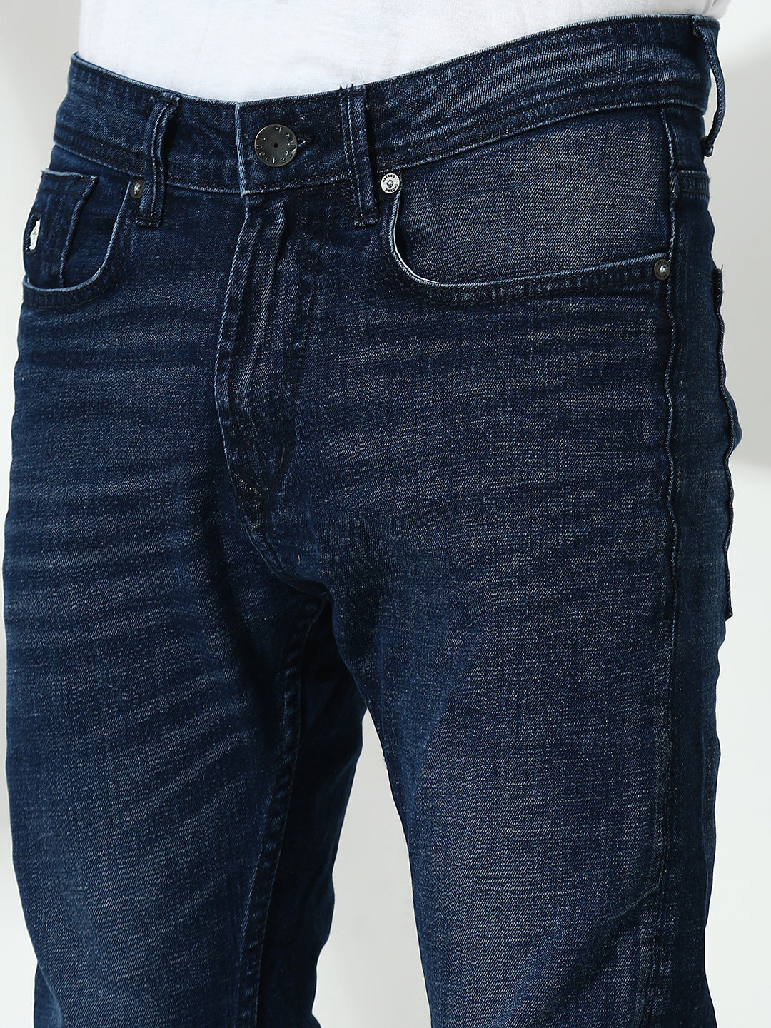 Blue Stretch Trapped Fit Jeans