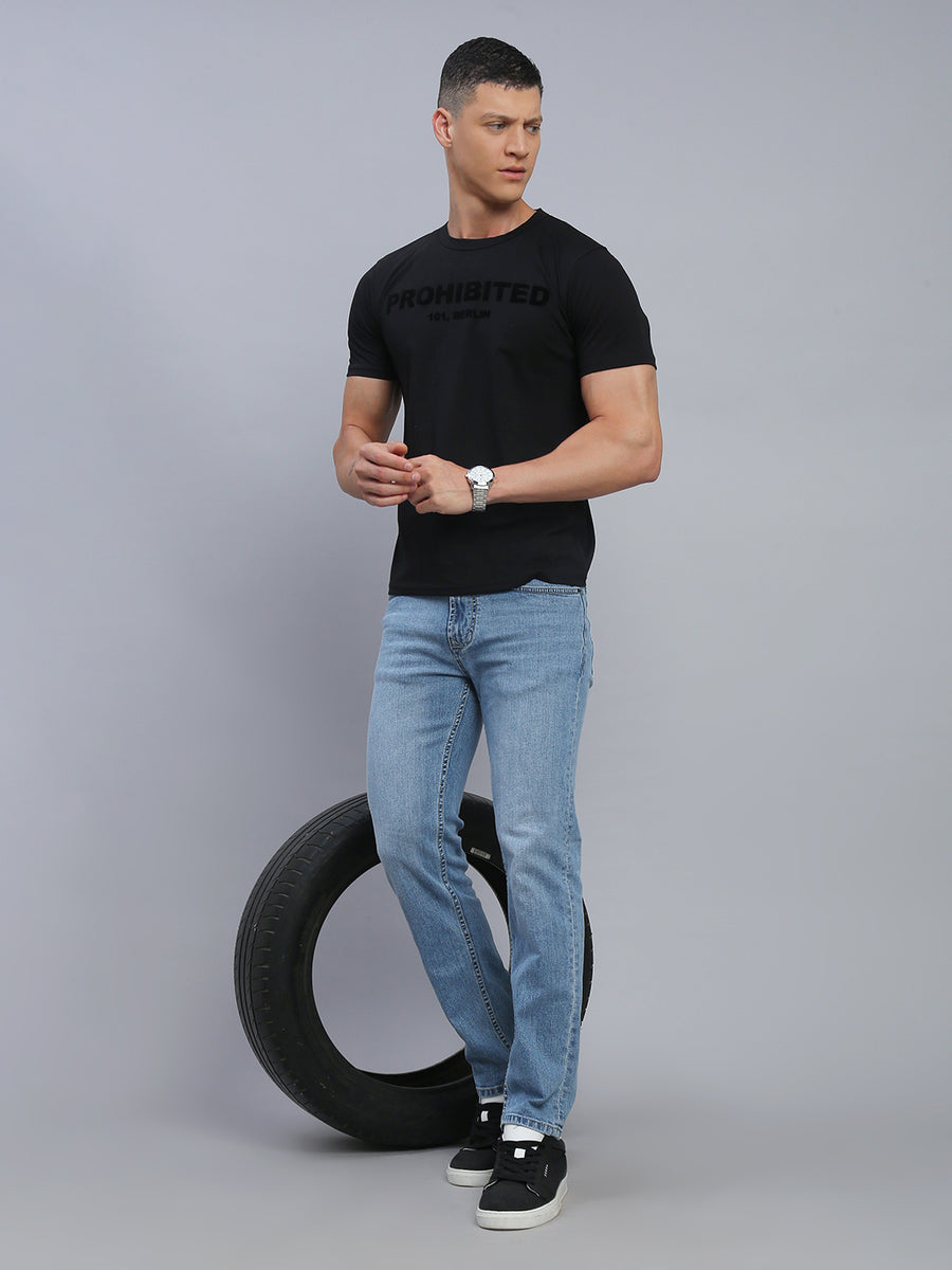 Light Blue Regular Straight Fit Stretchable Jeans