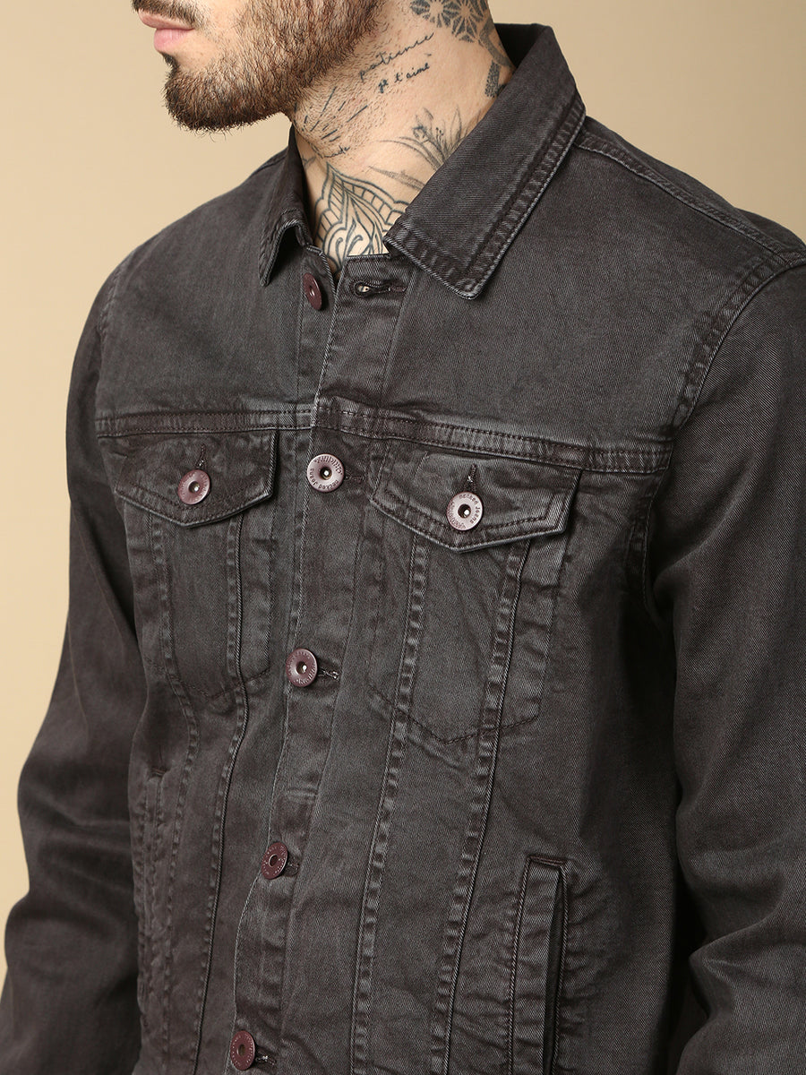 Brown Over Dyeing Slim Fit Jacket