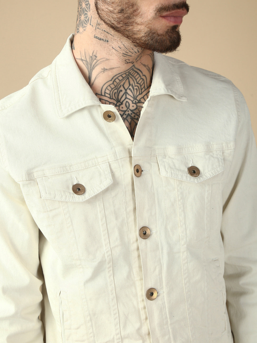 Beige Over Dyeing Slim Fit Jacket