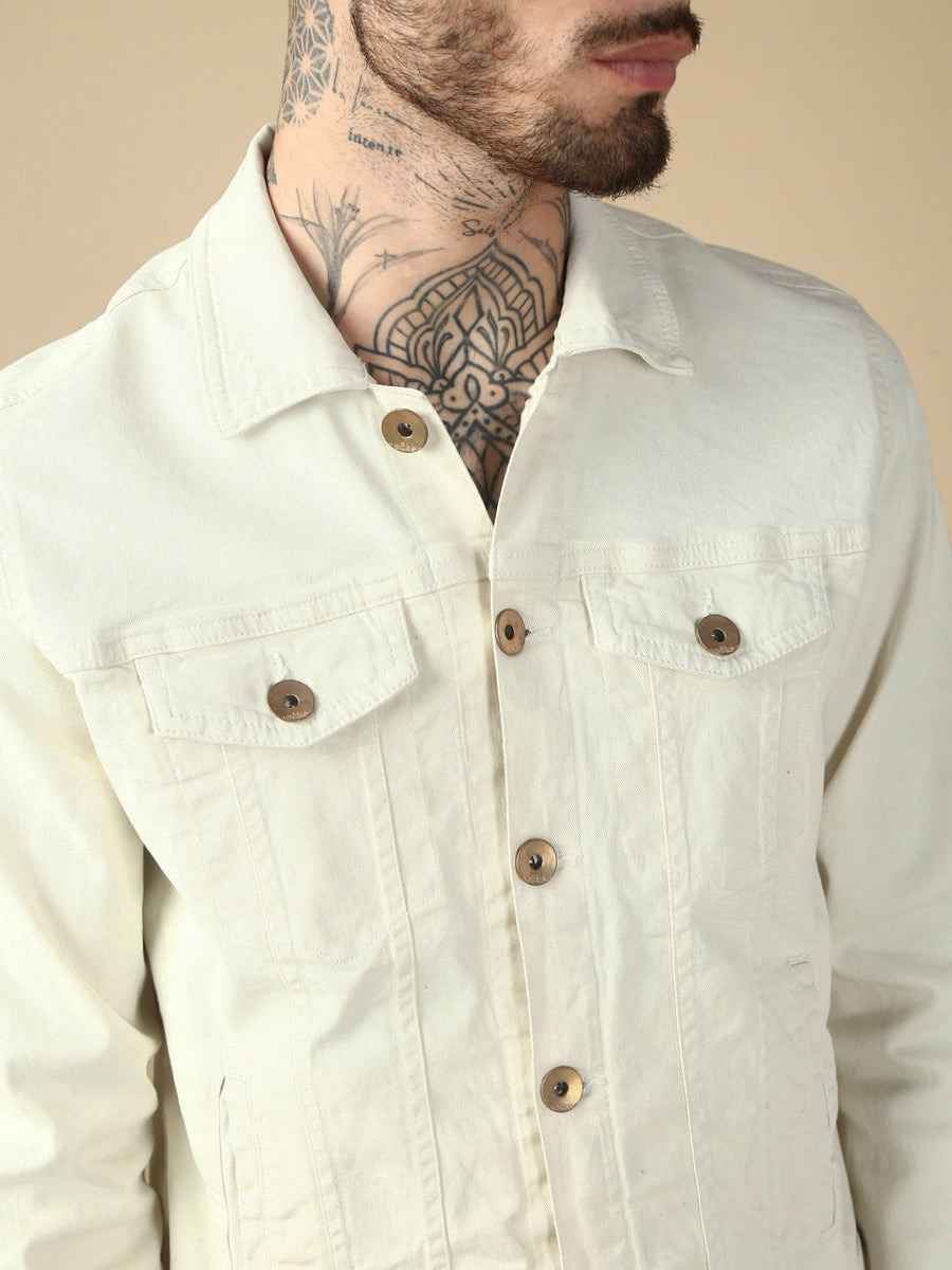 Beige Over Dyeing Slim Fit Jacket