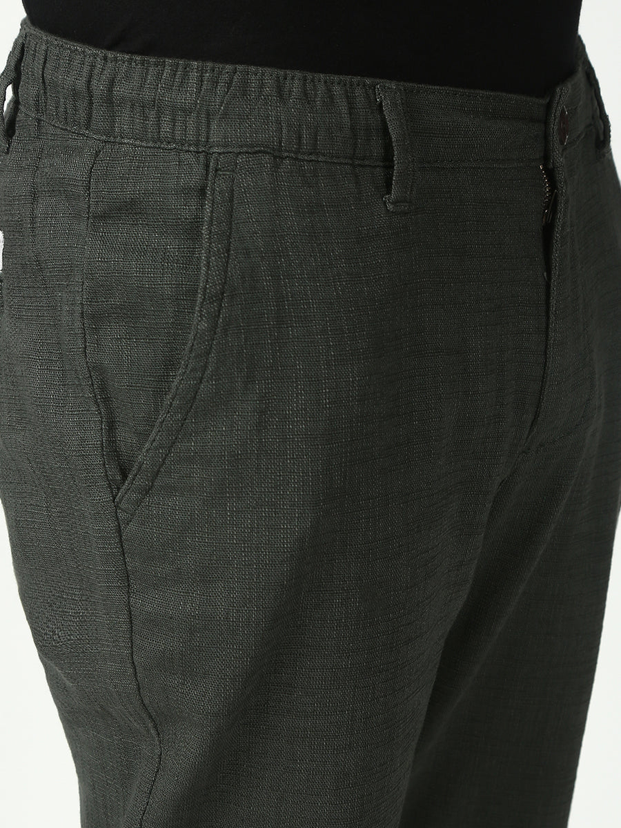 Olive Green Slim Fit Cross Pocket