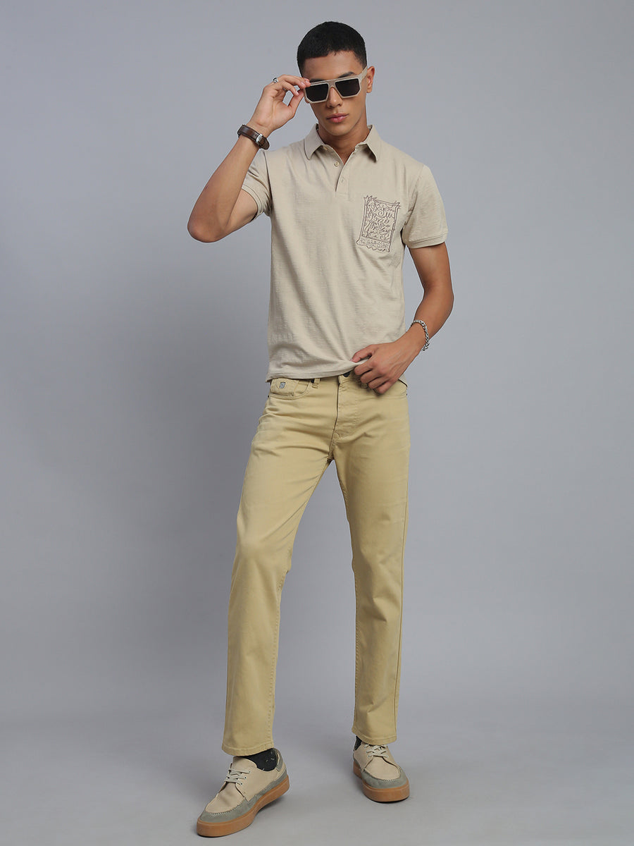 Soft Khakhi Comfort Slim Fit Stretchable Jeans