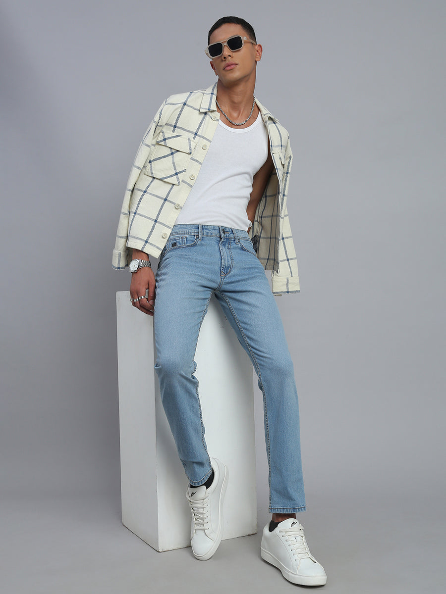 Ice Blue Comfort Slim Fit Stretchable Jeans