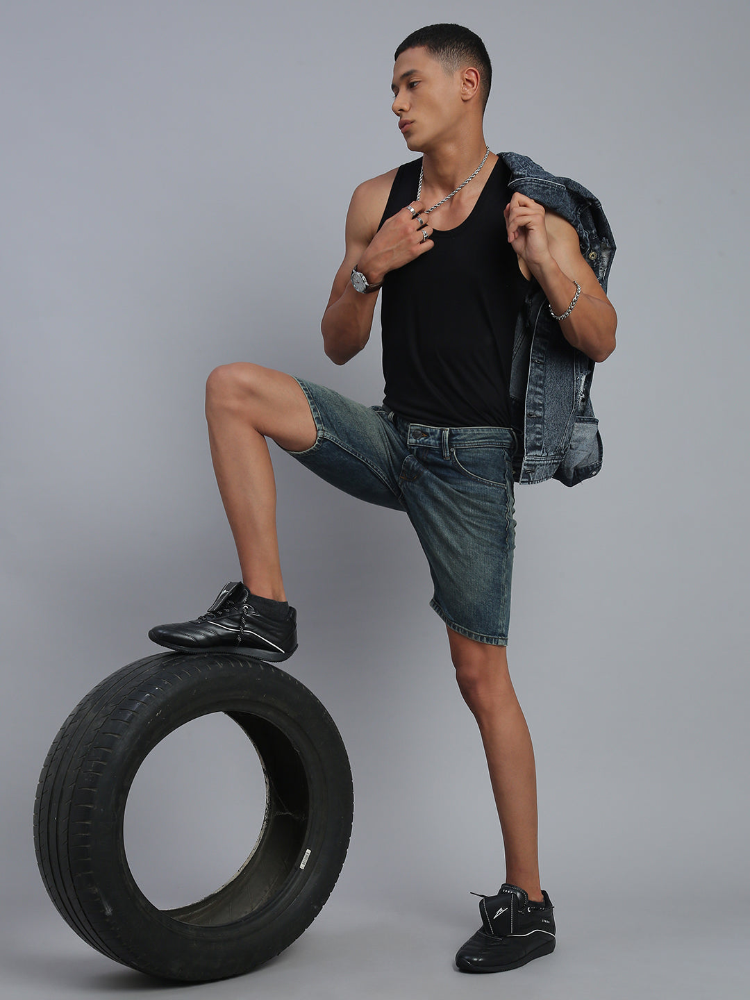 Blue Vintage Slim Fit Shorts