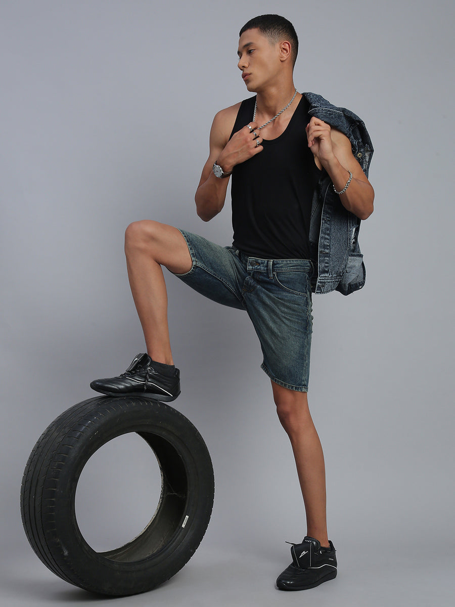 Blue Vintage Slim Fit Shorts