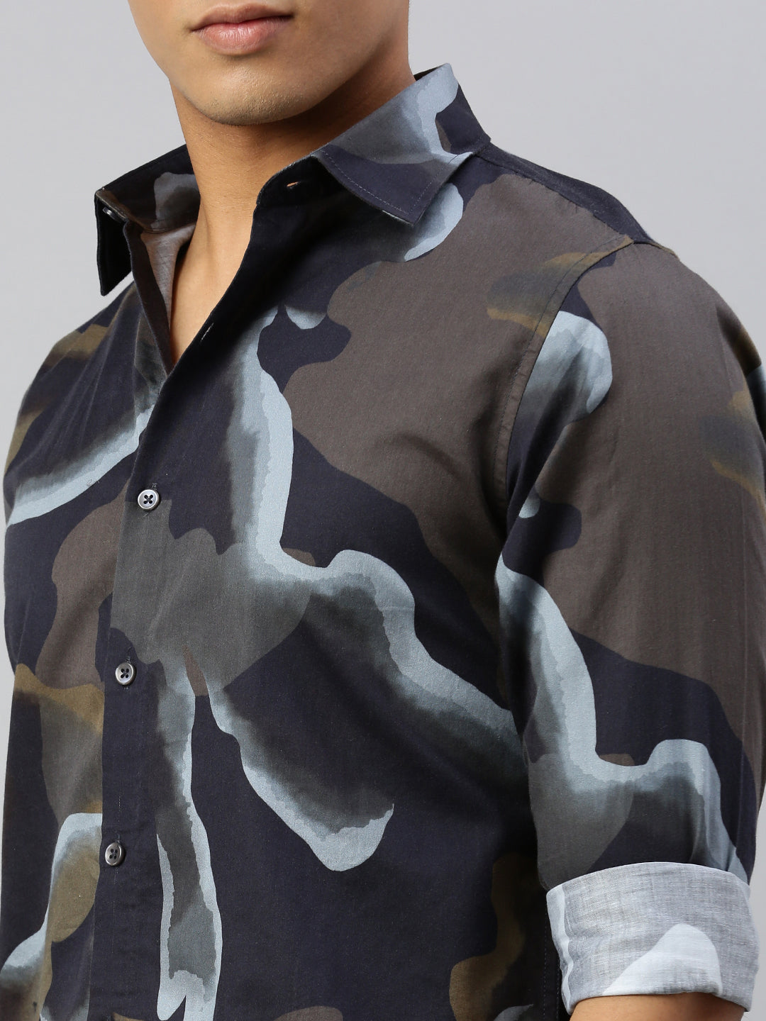 Satin Print Shirt Without Pocket