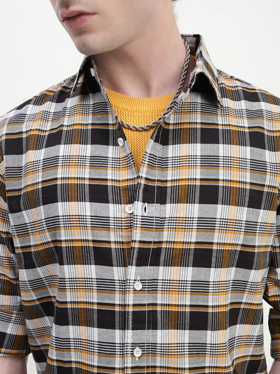 Oxford Checks Full Sleeve Slim Fit Shirt Without Pocket