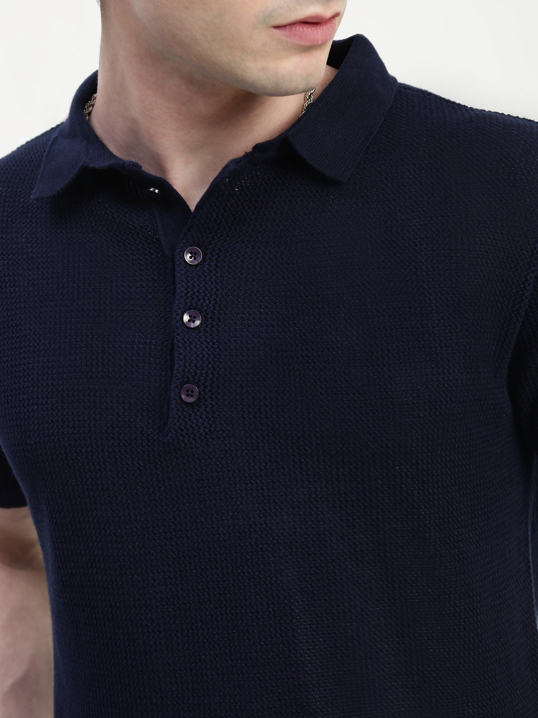 Polo See Through Navy Blue Cotton T-Shirt