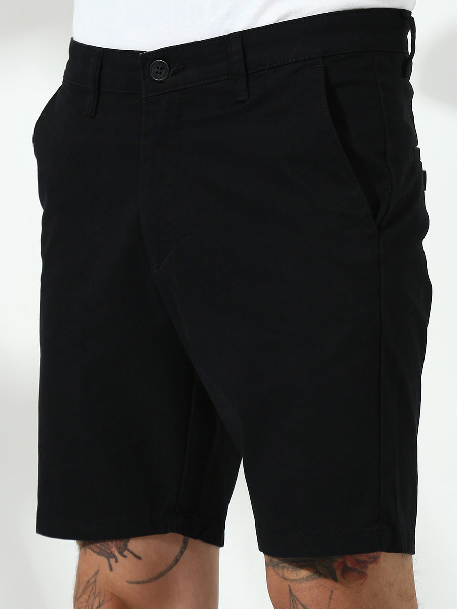 Black Relax Fit Chinos Shorts