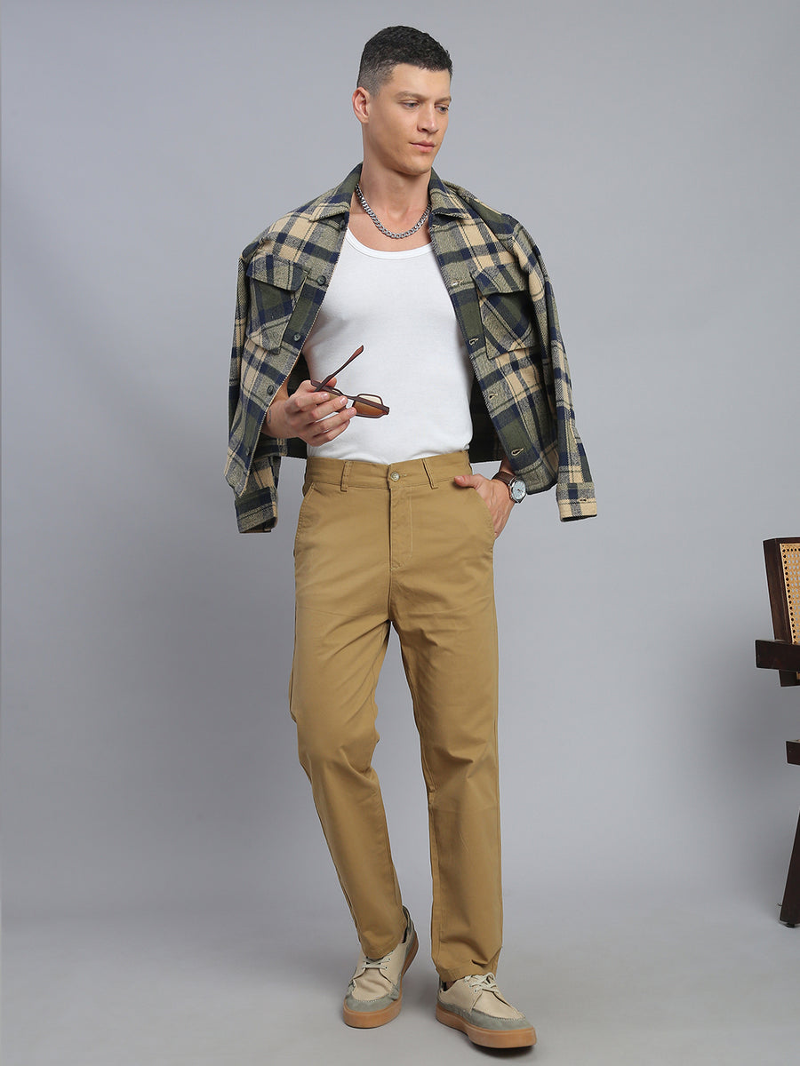 Khakhi Straight Fit Chinos Paint