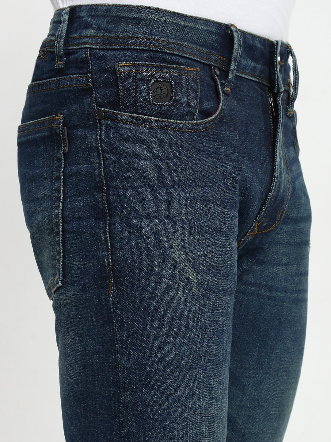 Vintage Blue Poly Stretch Trapped Fit Jeans