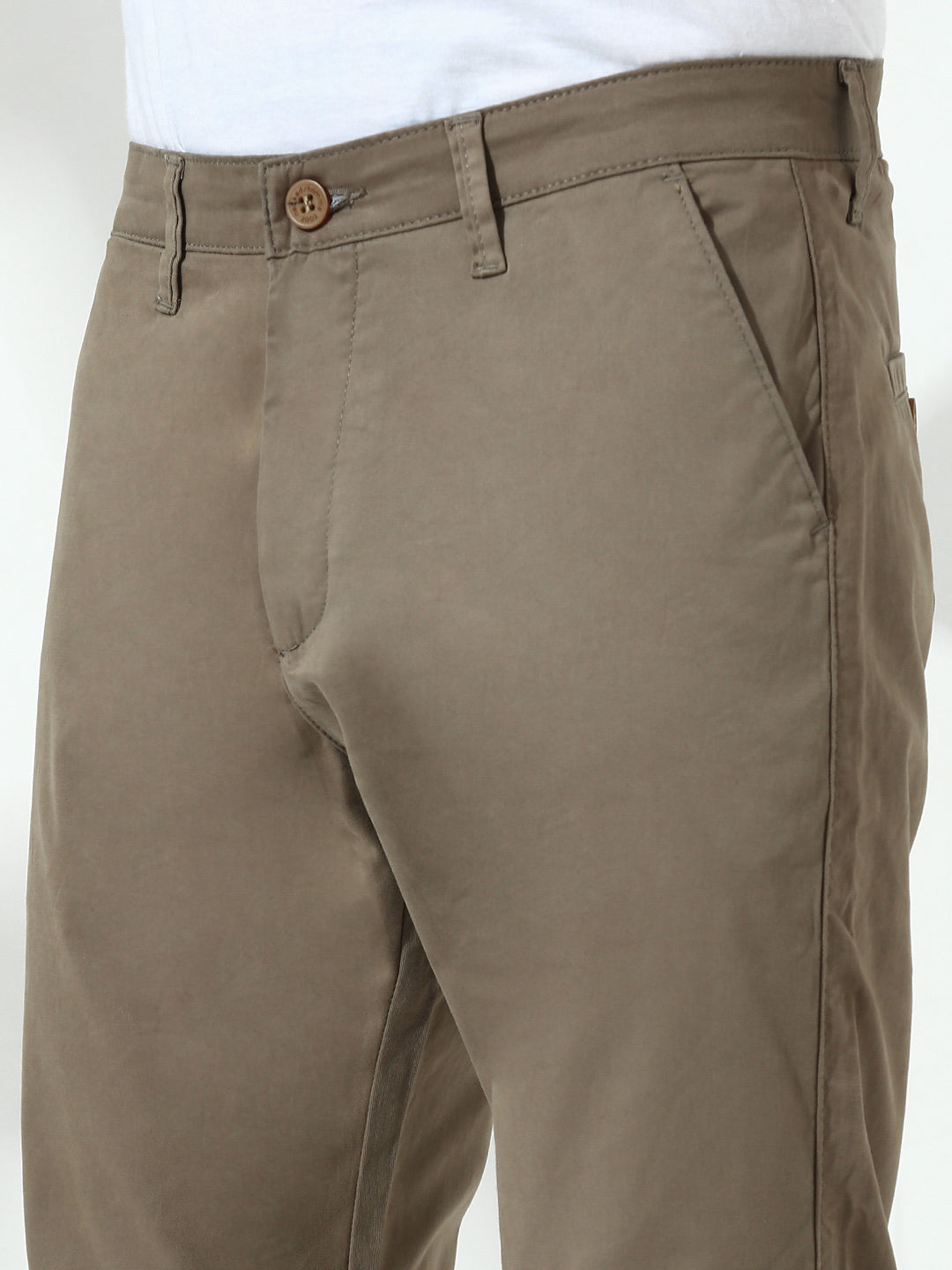 Khakhi Comfort Slim Fit Cross Pocket Chinos Pants