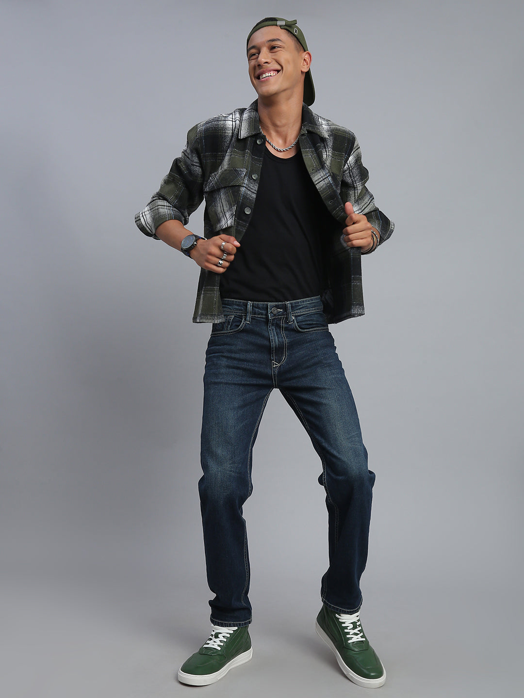 Dark Blue Vintage Regular Straight Fit Stretchable Jeans