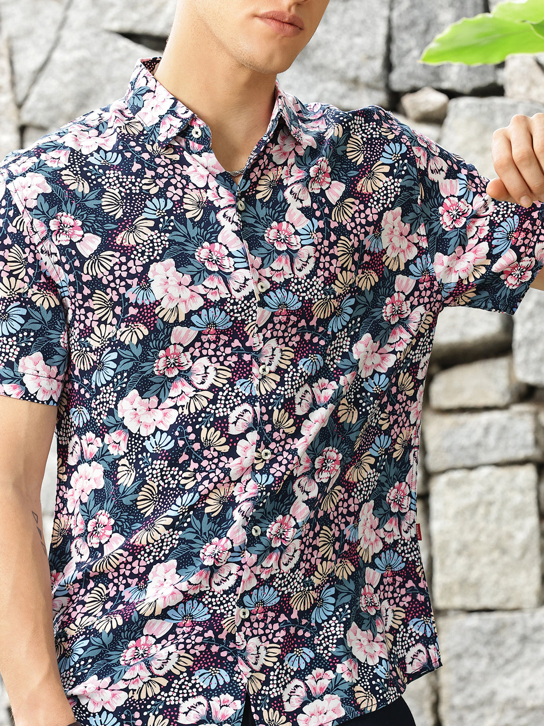 Printed Viscose Half Sleeve Shirt Without Pocket