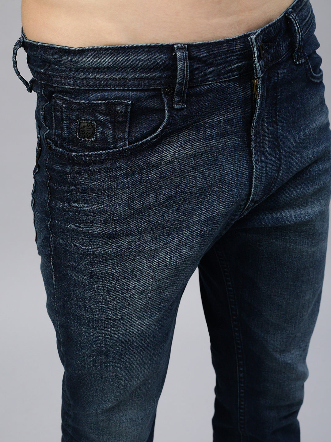 Vintage Yellow Blue Straight Stretchable Jeans