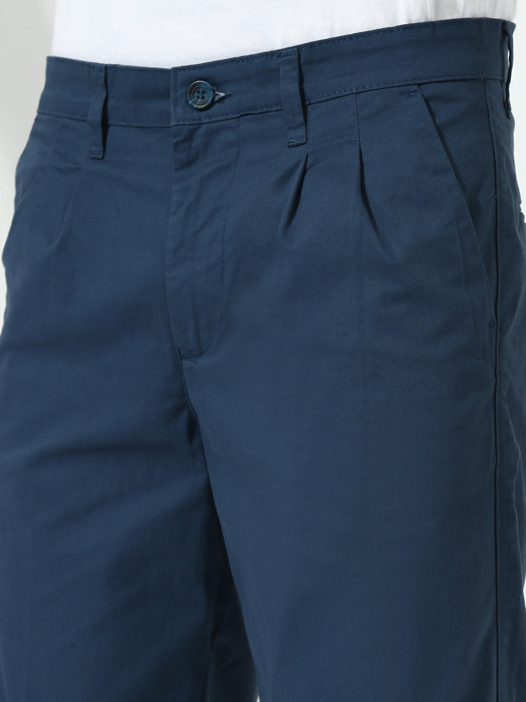 Navy Blue Straight Fit Cotton Pant