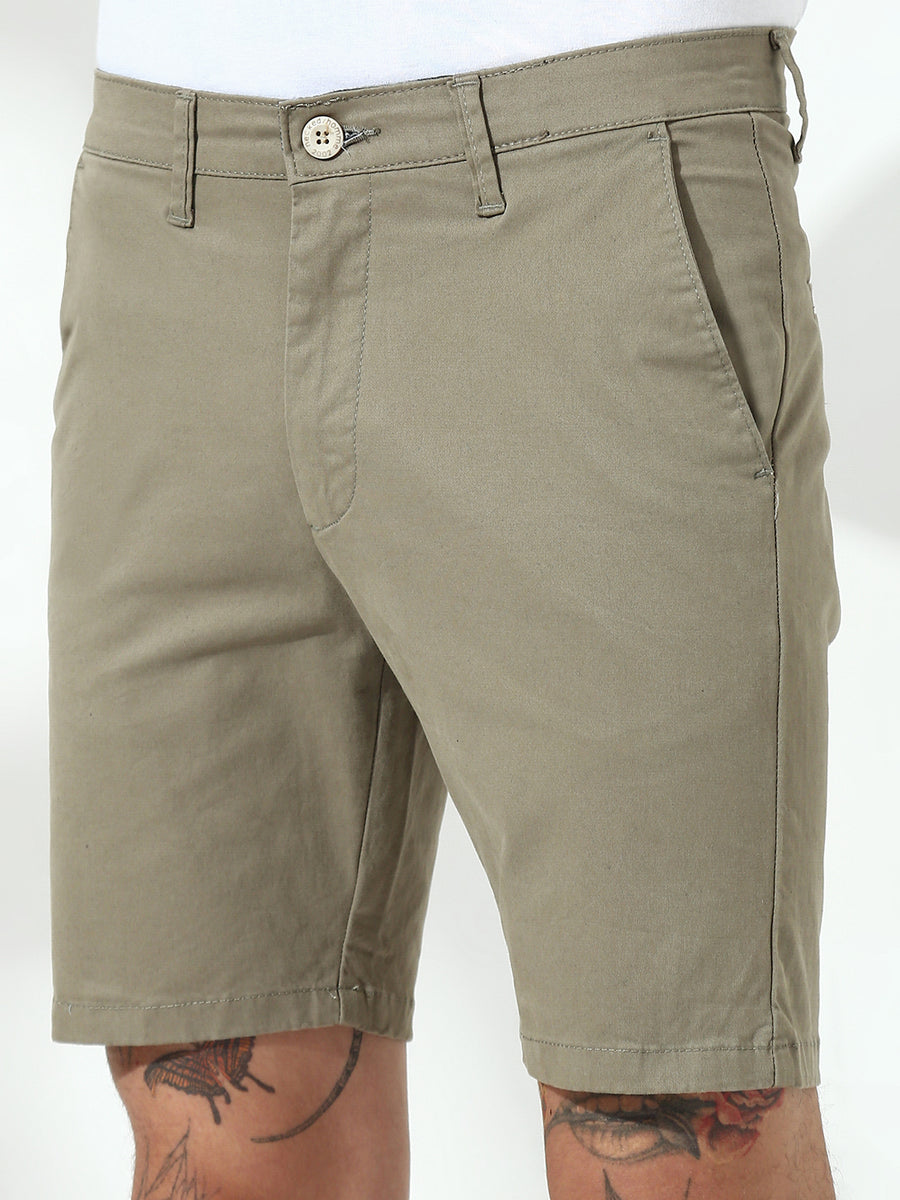 Dark Beige Skinny Fit Chinos Shorts