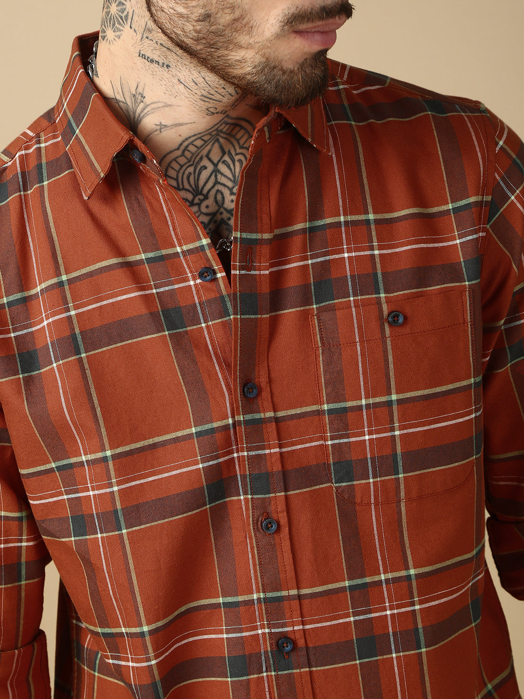 Checks Full Sleeve Relax Shirt With Pocket