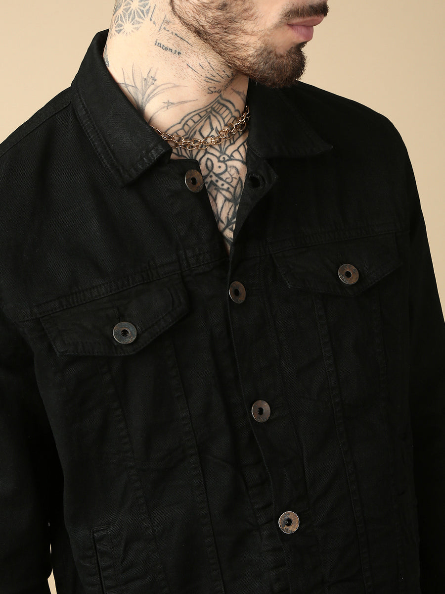 Black Over Dyeing Slim Fit Jacket