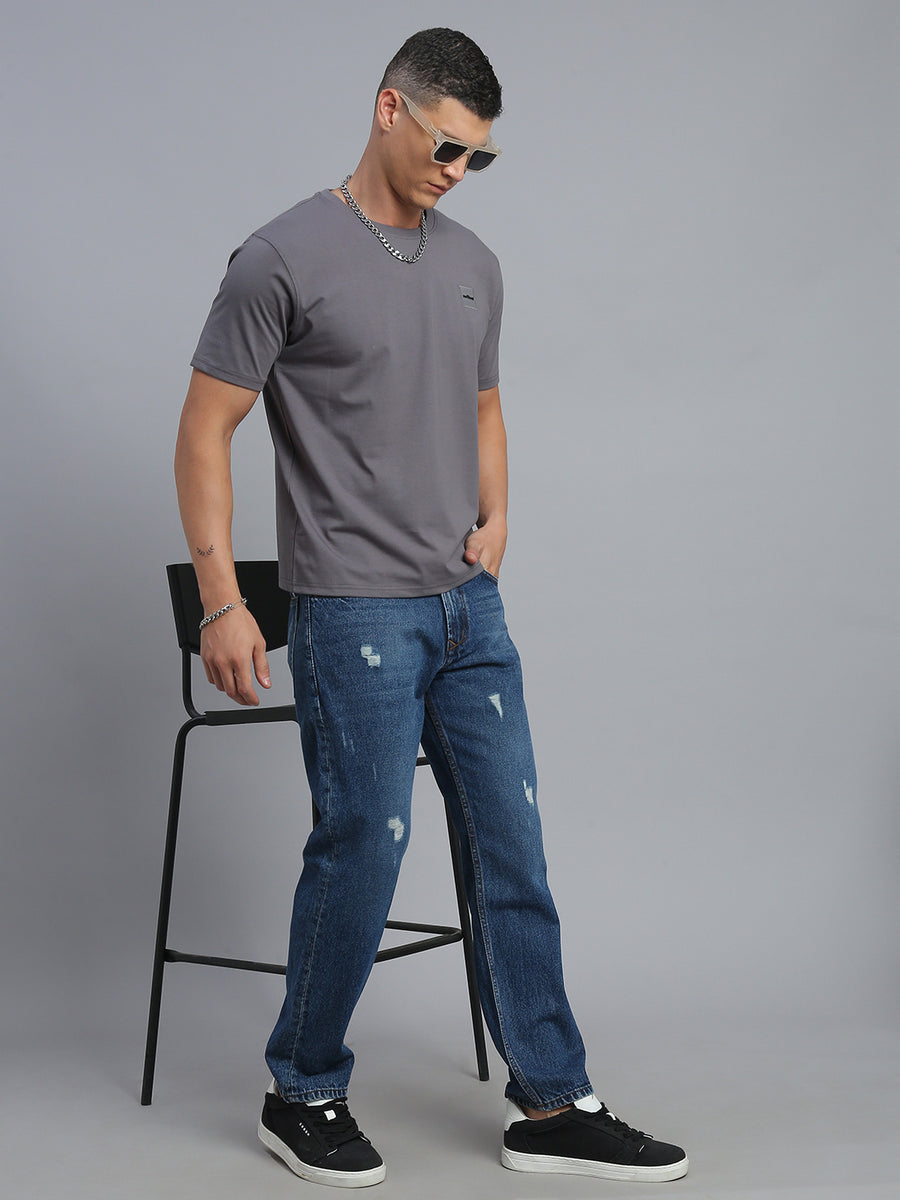 Blue Ripped Comfort Fit Jeans