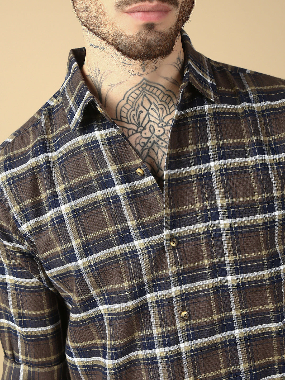 Checks Full Sleeve Slim Shirt With Pocket
