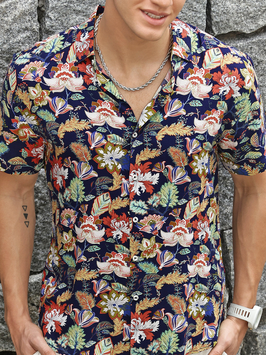 Printed Viscose Half Sleeve Shirt Without Pocket