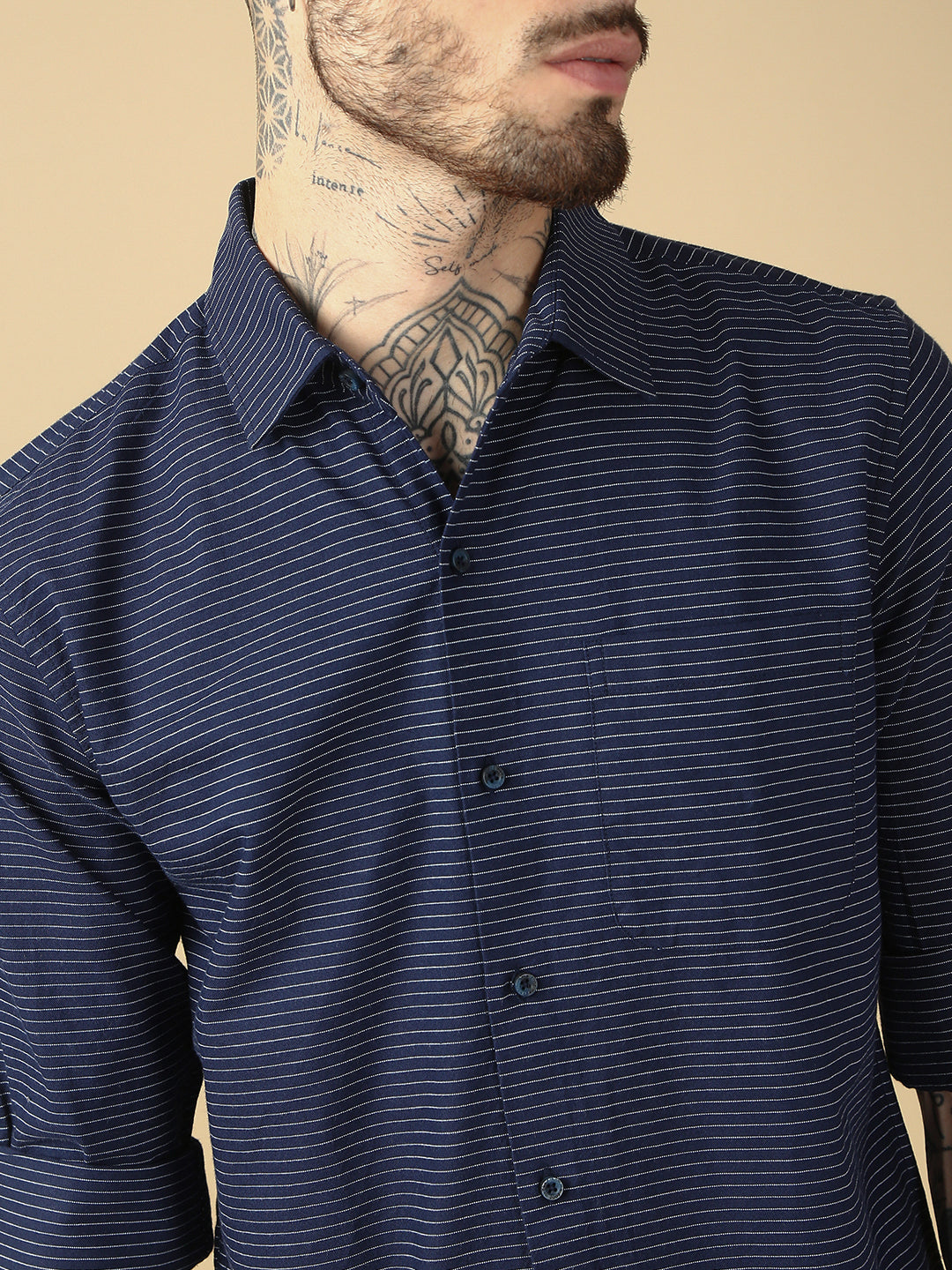 Stripe Full Sleeve Slim Shirt With Pocket