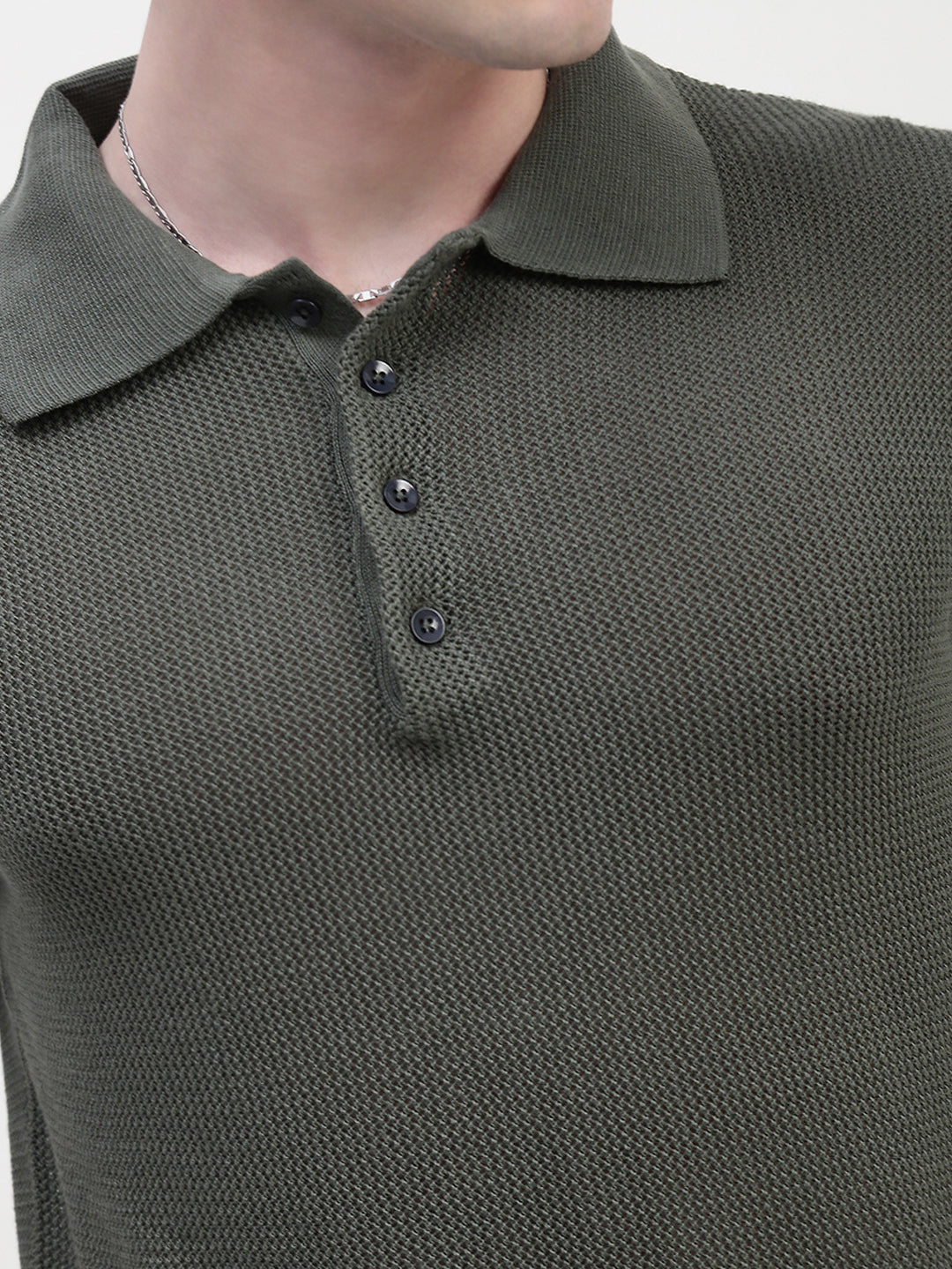 Polo See Through Olive Cotton T-Shirt