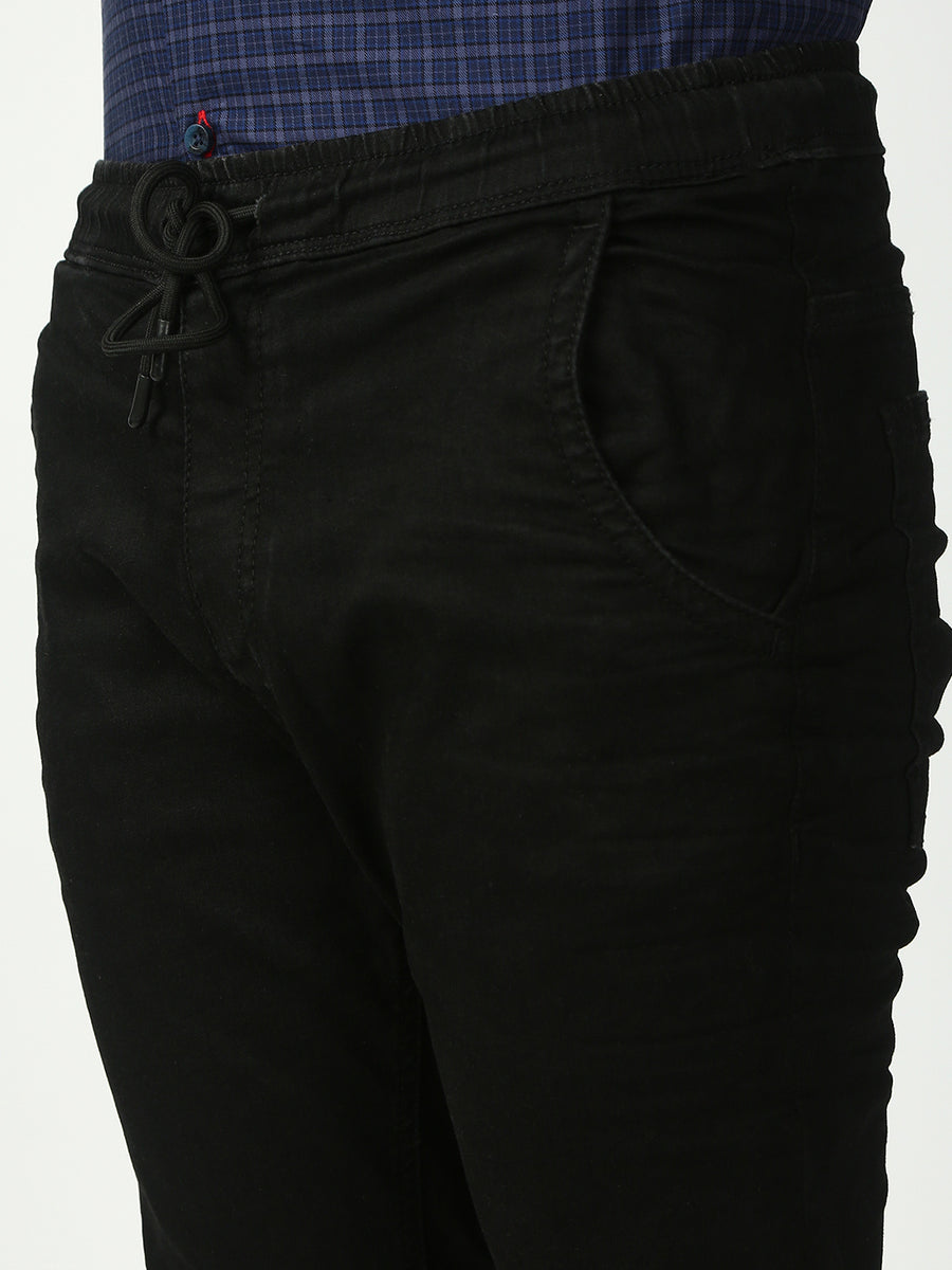 Black Skinny Elastic Belt Jeans