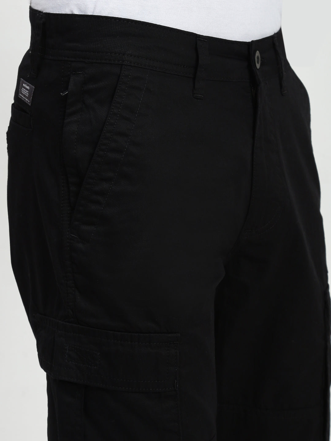 Black 9 Pocket Regular Fit Cargo Paint