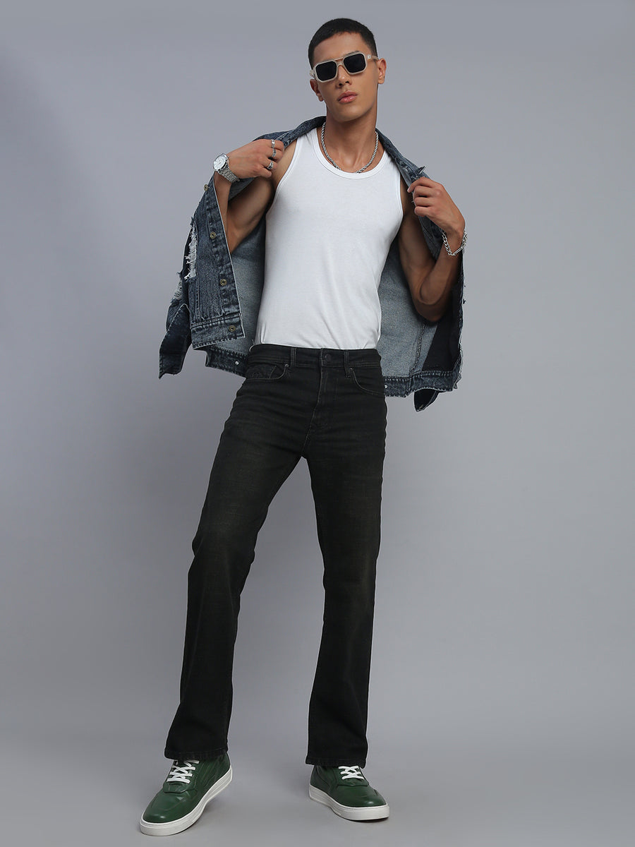 Black Vintage Boot Cut Fit Stretchable Jeans