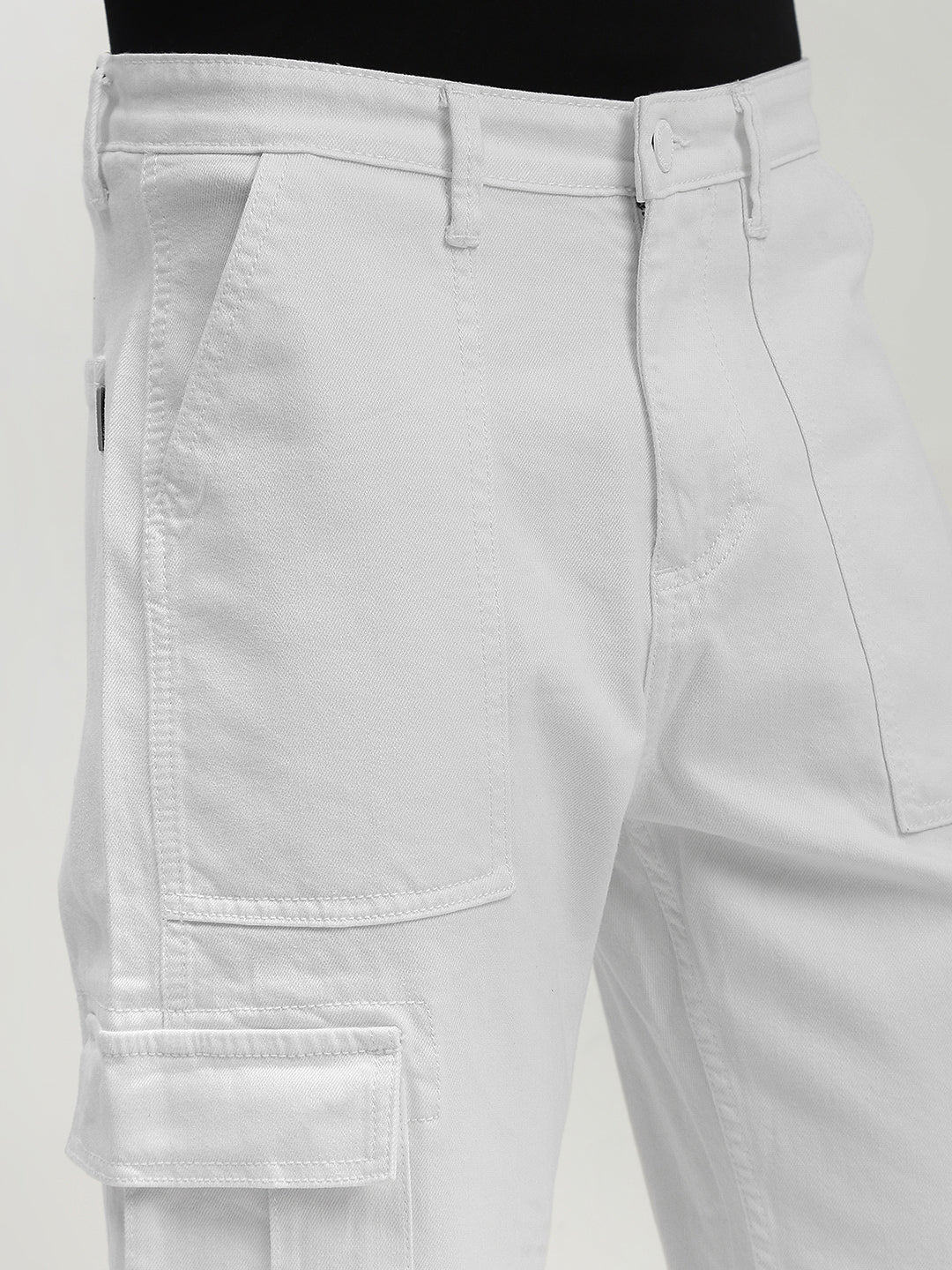White Front Patch Pocket Loos Fit Cargo Paint