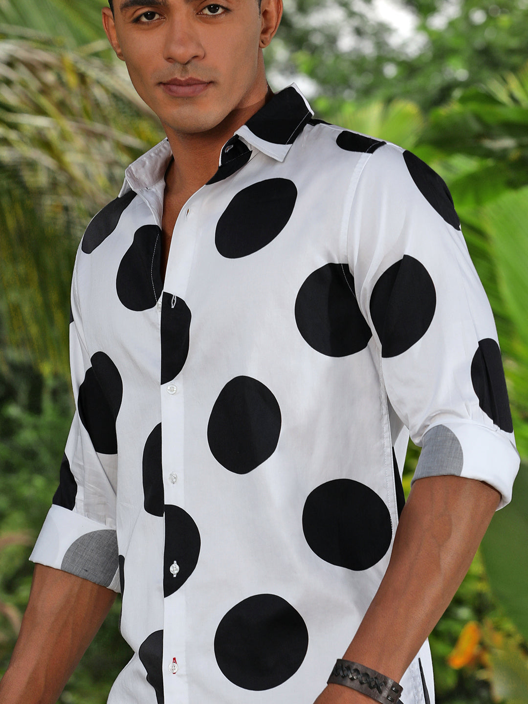 Printed Satin Giza Cotton Shirt Without Pocket