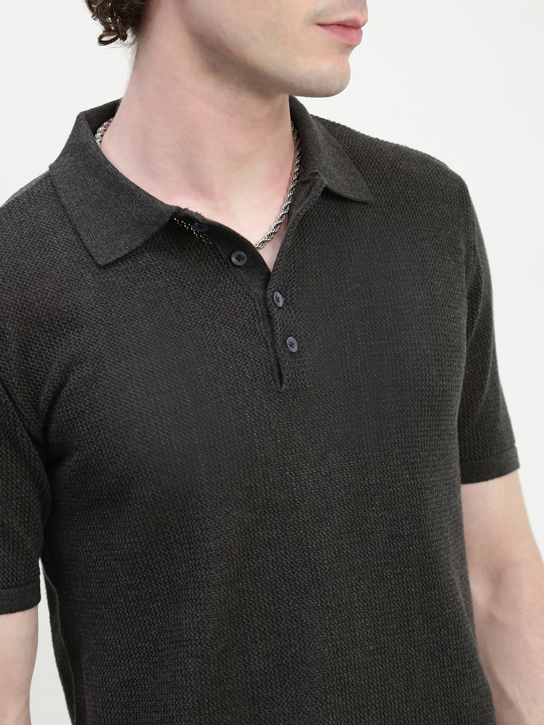 Polo See Through Dark Gray Cotton T-Shirt