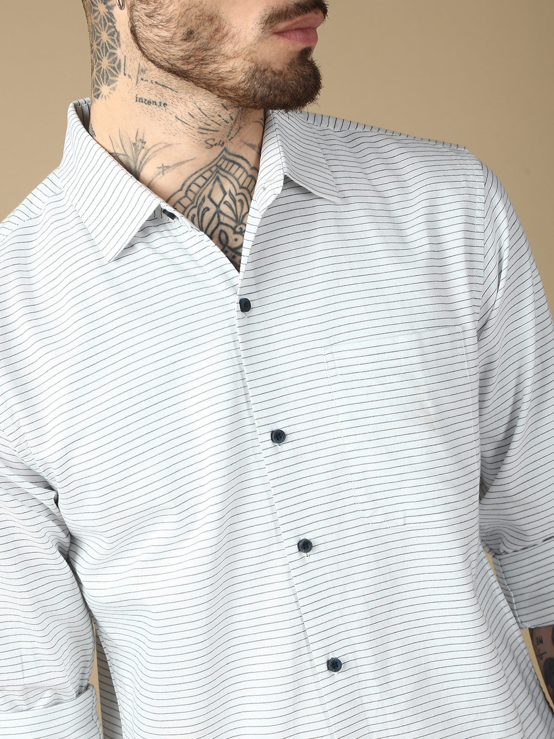 Stripe Full Sleeve Slim Shirt With Pocket