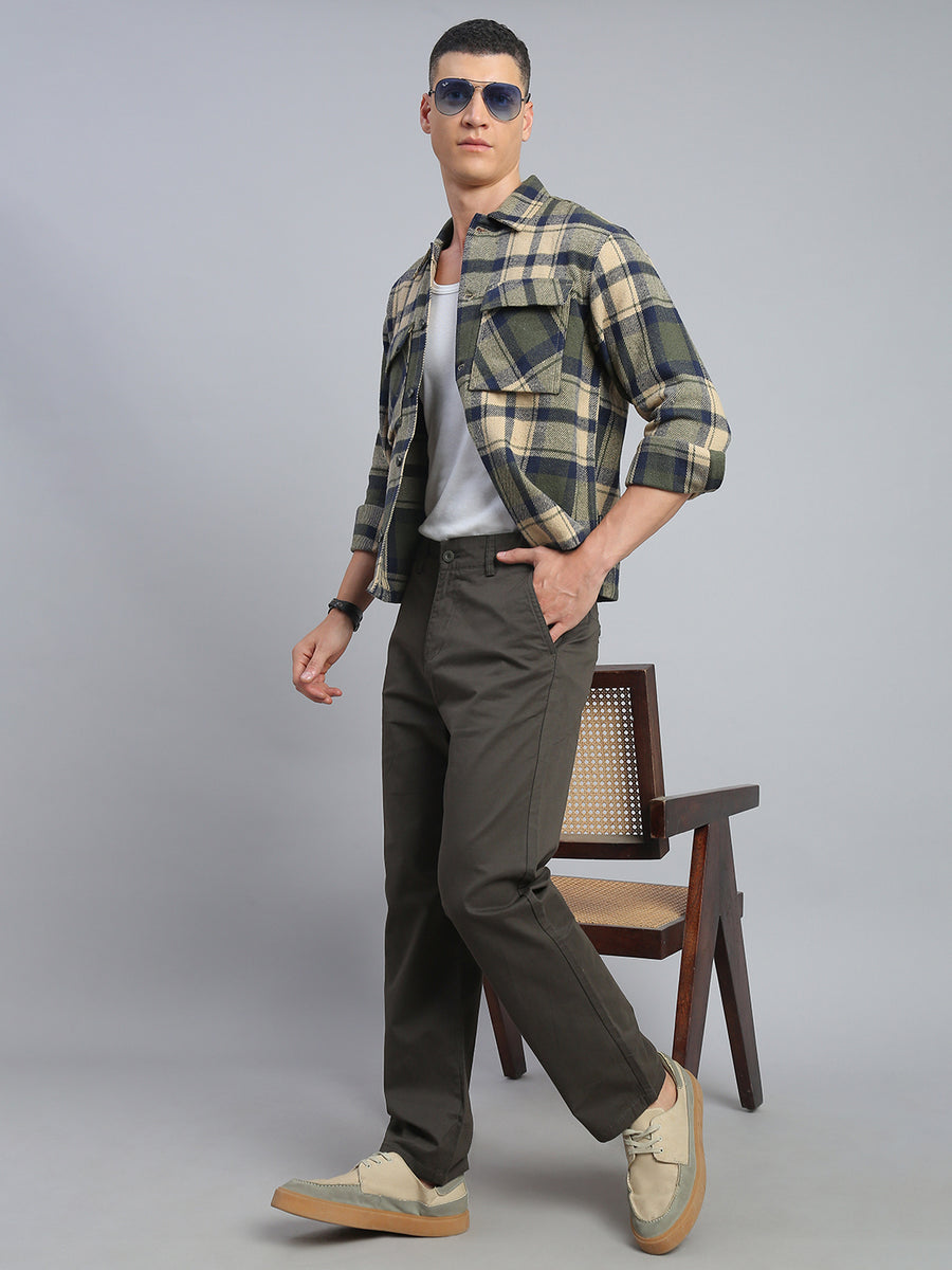 Olive Straight Fit Chinos Paint