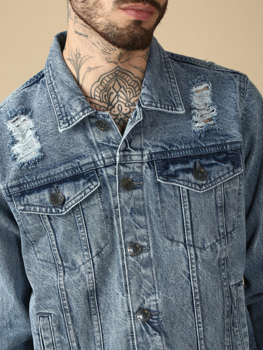 Light Blue Slim Fit Denim Jacket