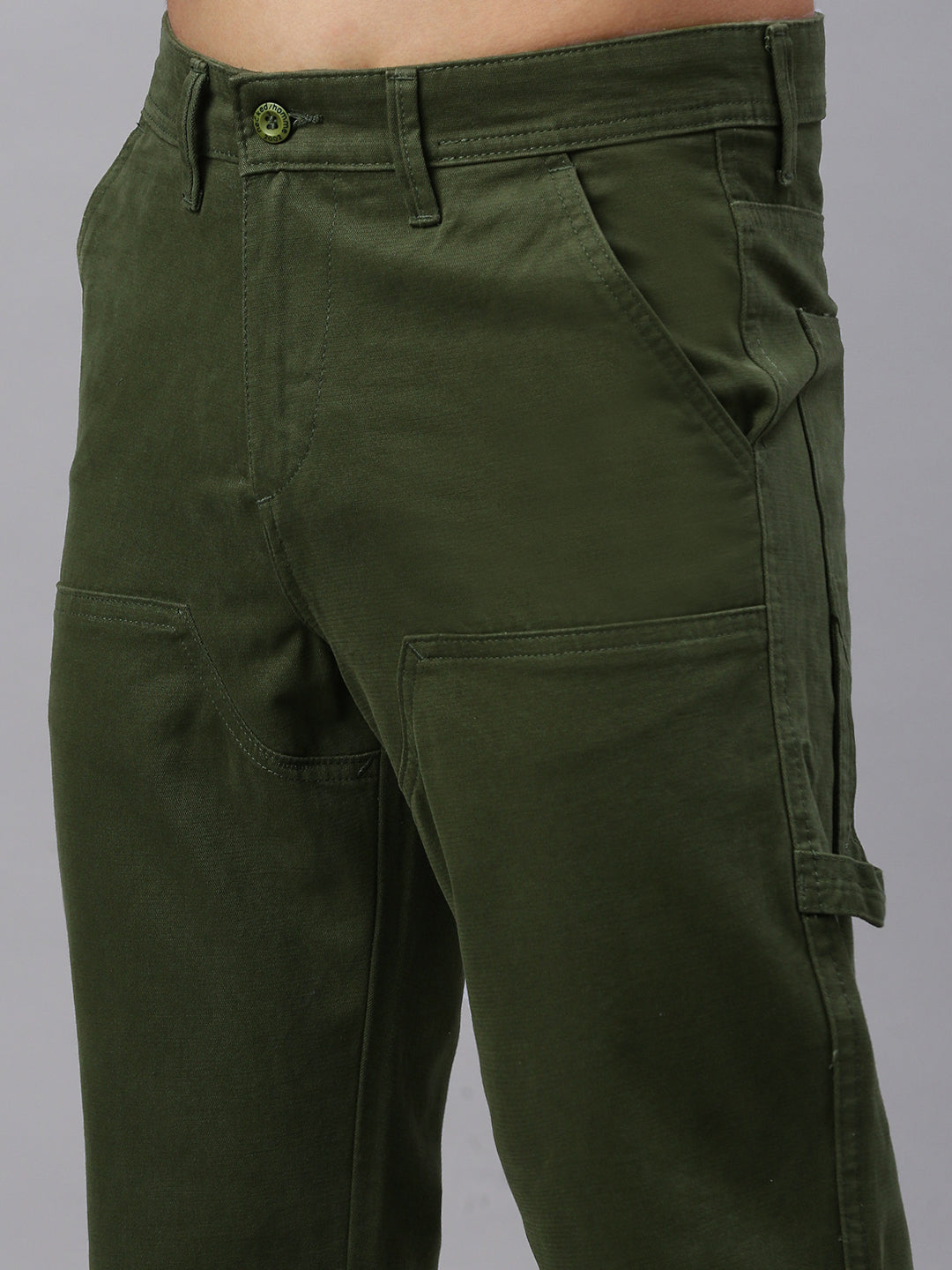 Olive Straight Fit Men’s Cotton Pants